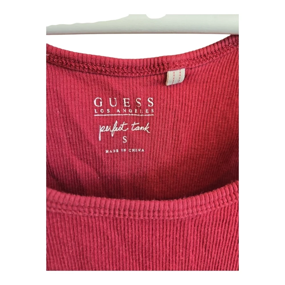 GUESS Red 🔴 Ribbed " Perfect Tank" Top - Picture 3 of 5
